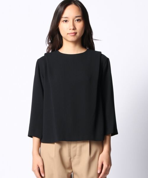 SHIPS / シップス シャツ・ブラウス | ショルダータックフレアブラウス（ネイビー）