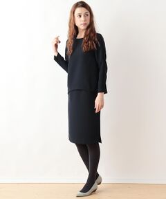 SHIPS / シップス ミニ丈・ひざ丈ワンピース | ダブルクロスワンピースnavy