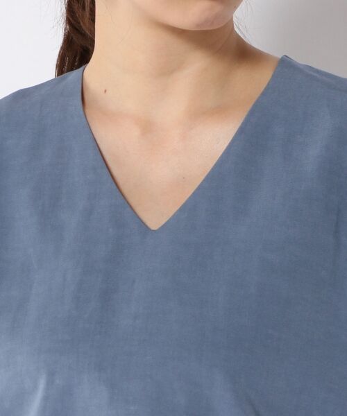 SHIPS for women / シップスウィメン Tシャツ | リネンレーヨン Vネックショートスリーブブラウス(blue) | 詳細5