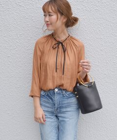 SHIPS / シップス シャツ・ブラウス | ギャザーリボンブラウス無地