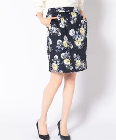 SHIPS / シップス ミニ・ひざ丈スカート | フラワープリントコクーンタックスカート-0202
