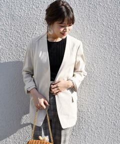 SHIPS / シップス テーラードジャケット | リネンレーヨン羽織りジャケット