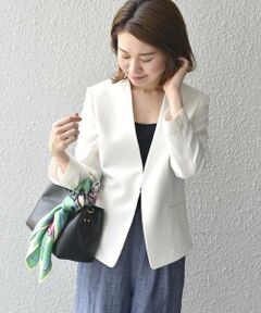 SHIPS / シップス ノーカラージャケット | 〈手洗い可能〉パイピングノーラペルジャケット