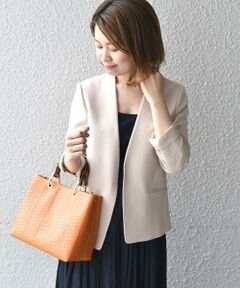 SHIPS / シップス ノーカラージャケット | 〈手洗い可能〉パイピングノーラペルジャケット