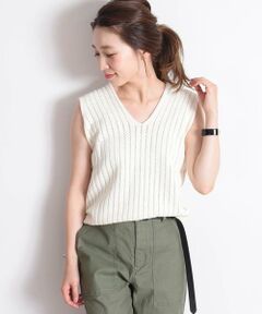 SHIPS / シップス ニット・セーター | 透かしノースリーブニットプルオーバー