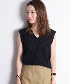 SHIPS / シップス ニット・セーター | 透かしノースリーブニットプルオーバー