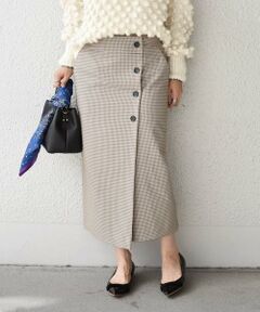 SHIPS / シップス ミニ・ひざ丈スカート | チェックボタンタイトスカート◇