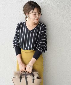 SHIPS for women / シップスウィメン ニット・セーター | 《予約》【手洗い可能】ウールシルクストライプドルマン◆