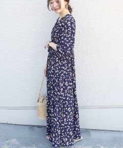 SHIPS / シップス ロング・マキシ丈ワンピース | フラワープリントVネックワンピース◇
