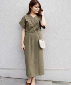 SHIPS / シップス ロング・マキシ丈ワンピース | 〈手洗い可能〉フロントボタンVネックワンピース◇