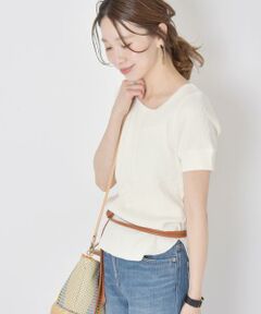 SHIPS / シップス カットソー | ワッフルアシンメトリーショートスリーブ◇