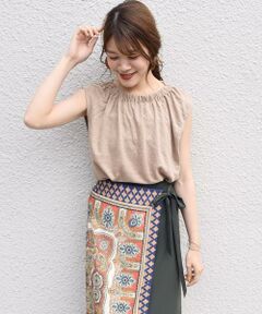 SHIPS / シップス カットソー | リネンギャザーネックプルオーバー