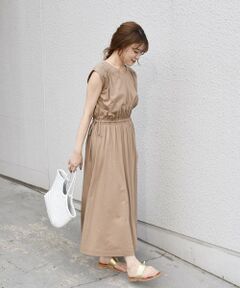 SHIPS / シップス ロング・マキシ丈ワンピース | 〈手洗い可能〉ウォッシャブルウエストギャザーリボンワンピース◇