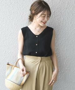 SHIPS / シップス ニット・セーター | リネンVネックボタンベスト