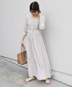 SHIPS / シップス ロング・マキシ丈ワンピース | ソリッドVネックワンピース◇