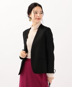 SHIPS / シップス ノーカラージャケット | ウールジョーゼットノーラペルジャケット