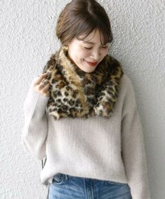 SHIPS / シップス マフラー・ショール・スヌード・ストール | レオパードフェイクファーマフラー◇