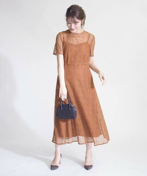 SHIPS for women / シップスウィメン ロング・マキシ丈ワンピース | little black:レースショートスリーブロングワンピース《パーティー用》 | 詳細2