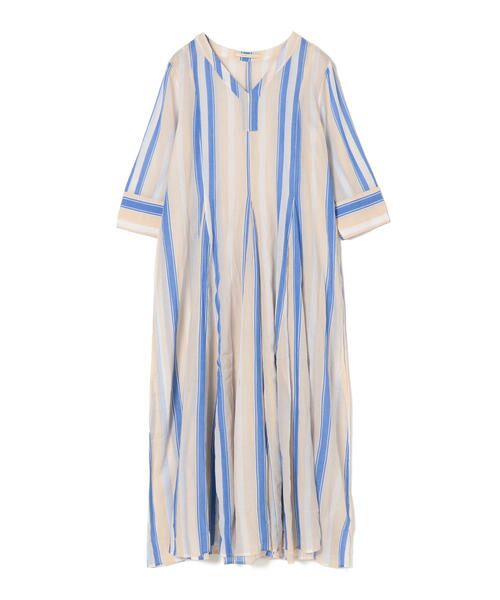 ヌキテパ Cotton Stripe V Neck Dress | ochge.org