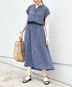 SHIPS / シップス ロング・マキシ丈ワンピース | フラワープリントショートスリーブワンピース◇