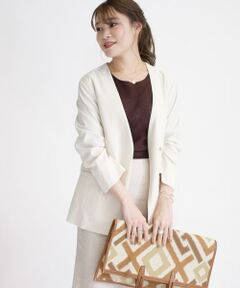 SHIPS / シップス ノーカラージャケット | オックスストレッチノーラペルジャケット