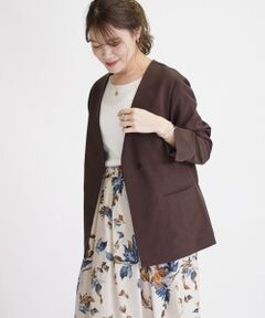 SHIPS / シップス ノーカラージャケット | オックスストレッチノーラペルジャケット