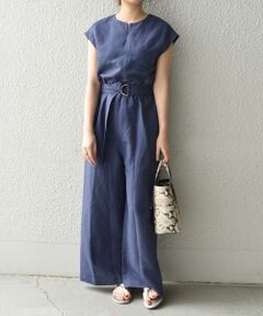 SHIPS / シップス ミニ丈・ひざ丈ワンピース | SHIPS any: L.B.N. リネンブレンド オールインワン