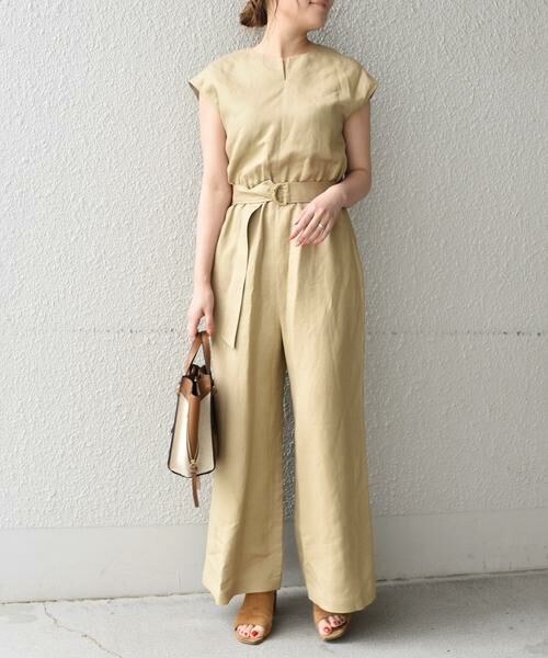 SHIPS / シップス ミニ丈・ひざ丈ワンピース | SHIPS any: L.B.N. リネンブレンド オールインワン | 詳細2