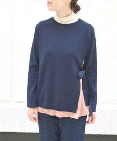 SHIPS / シップス ニット・セーター | ニット×サテンプルオーバー