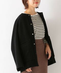 SHIPS / シップス ノーカラージャケット | SHIPS any: ウール ブークレ ラグランジャケット