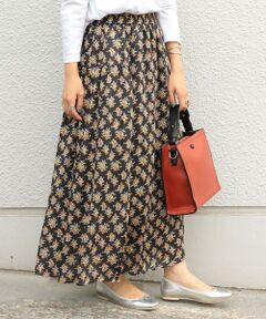 SHIPS / シップス ロング・マキシ丈スカート | SHIPS any:オリジナル フラワーブーケ サテンギャザースカート