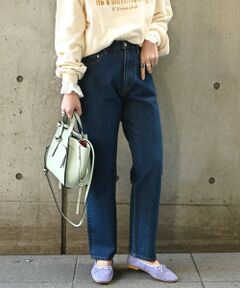 SHIPS any:〈ウォッシャブル〉ハイライズ ストレート デニムパンツ［SHIPS any DENIM］