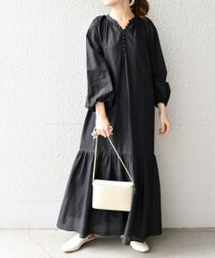 SHIPS / シップス ロング・マキシ丈ワンピース | 〈手洗い可能〉コットンシルクティアードワンピース◇