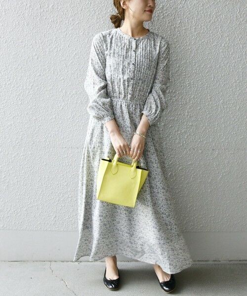 Ships Any ラインフラワープリント バンドカラー ワンピース ロング マキシ丈ワンピース Ships For Women シップスウィメン ファッション通販 タカシマヤファッションスクエア