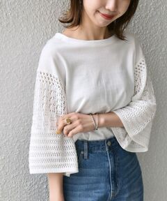 SHIPS / シップス ニット・セーター | SHIPS any: クロシェ スリーブ ニット プルオーバー