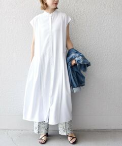 SHIPS / シップス ロング・マキシ丈ワンピース | タック切替フレンチスリーブワンピース◇