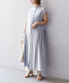 SHIPS / シップス ロング・マキシ丈ワンピース | タック切替フレンチスリーブワンピース◇