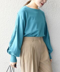 SHIPS / シップス ニット・セーター | 〈手洗い可能〉ニット×レースロングスリーブプルオーバー