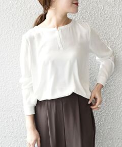 SHIPS / シップス シャツ・ブラウス | サテンキーネックプルオーバー◇