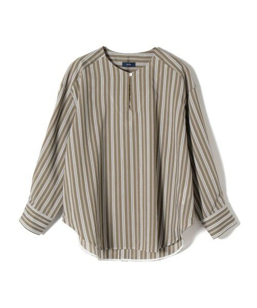 SHIPS / シップス シャツ・ブラウス | ストライプバックボタンスリットブラウス(オリーブ)