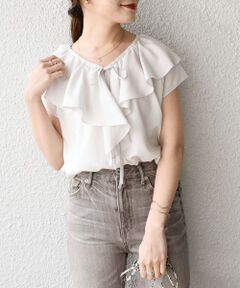 SHIPS / シップス シャツ・ブラウス | 〈手洗い可能〉プリントソリッドフリルVネックブラウス◇