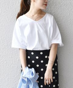 【WEB限定】〈UVカット〉USAコットンルーズVネックTEE◇