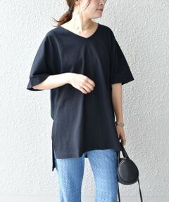 【WEB限定】〈UVカット〉USAコットンルーズVネックTEE◇