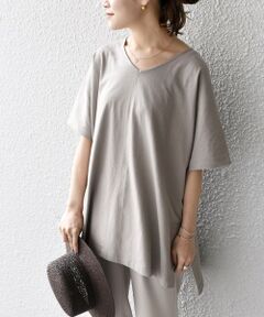 【WEB限定】〈UVカット〉USAコットンルーズVネックTEE◇