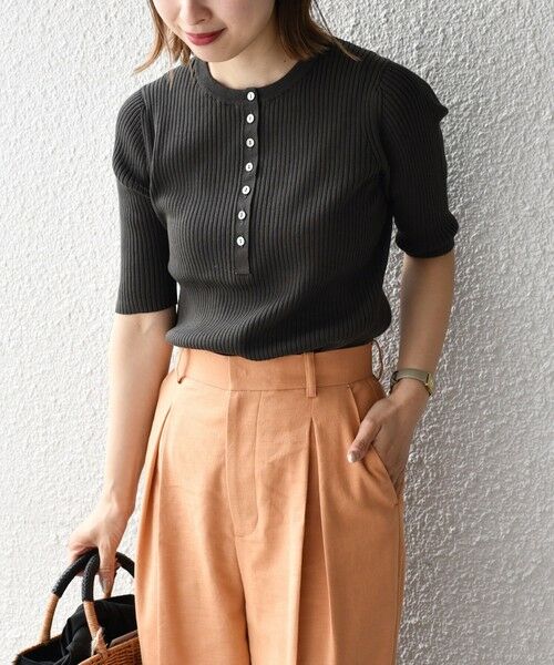 SHIPS / シップス ニット・セーター | コットンシルク ヘンリーネックリブトップス | 詳細13