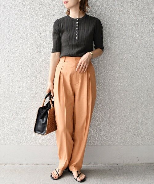 SHIPS / シップス ニット・セーター | コットンシルク ヘンリーネックリブトップス | 詳細16