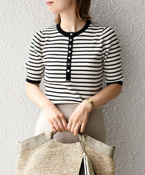 SHIPS / シップス ニット・セーター | コットンシルク ヘンリーネックリブトップス | 詳細21