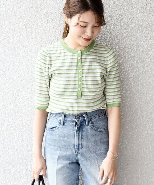 SHIPS / シップス ニット・セーター | コットンシルク ヘンリーネックリブトップス | 詳細28