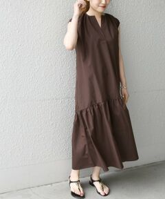 SHIPS / シップス ロング・マキシ丈ワンピース | SHIPS any: オーガニック RENU ギャザー ワンピース〈抗菌防臭〉