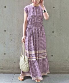 SHIPS / シップス ロング・マキシ丈ワンピース | SHIPS any: パネル プリント ティアードワンピース〈ウォッシャブルアイテム〉